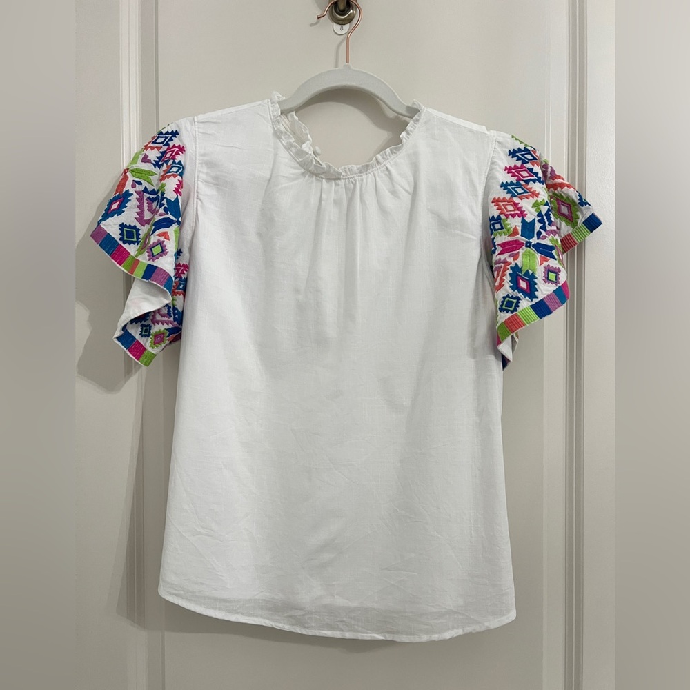 Verona embroidered ruffled sleeve shirt , by Verona NWT